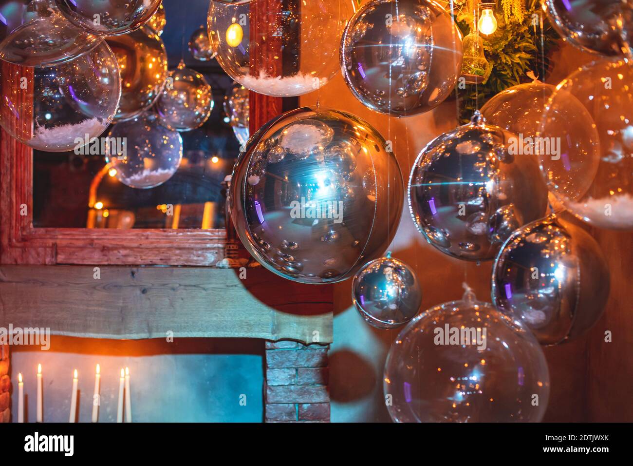 Decoration Interior Elements Of Restaurant Venue Banquet Hall With Multicoloured Different 