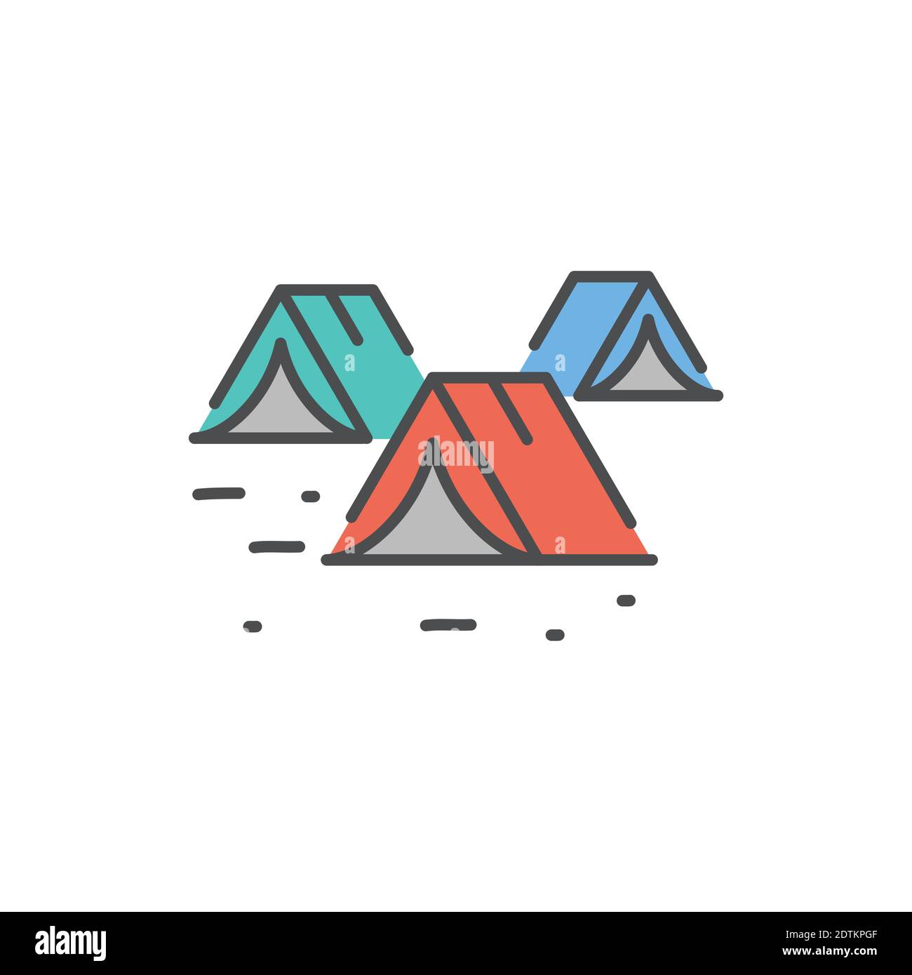 Illegal immigrants camping color line icon. Editable stroke. Stock Vector
