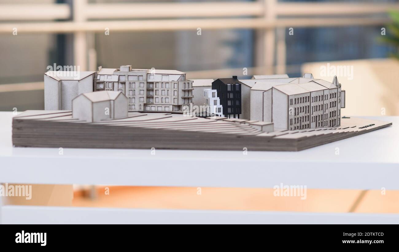 Architectural detailed mock up of the future residential quarter Stock Photo Alamy