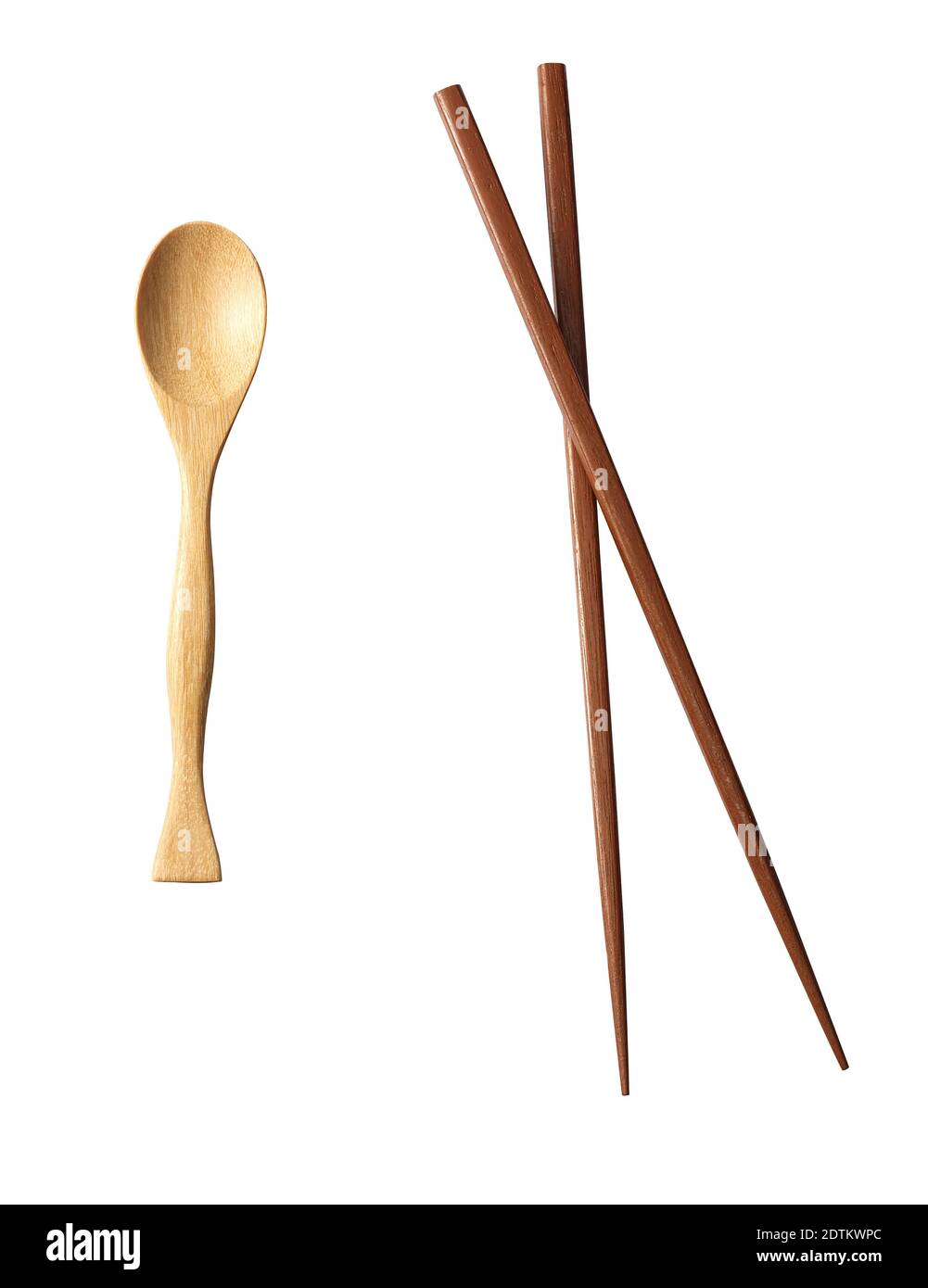 Spoon And Chopsticks Against White Background Stock Photo - Alamy