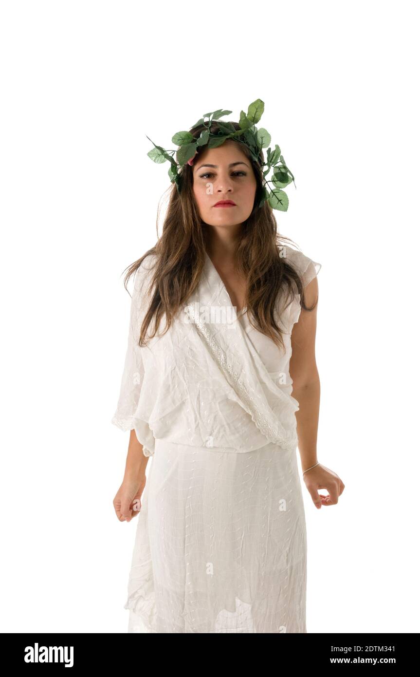 Greek Goddess On white Background Stock Photo