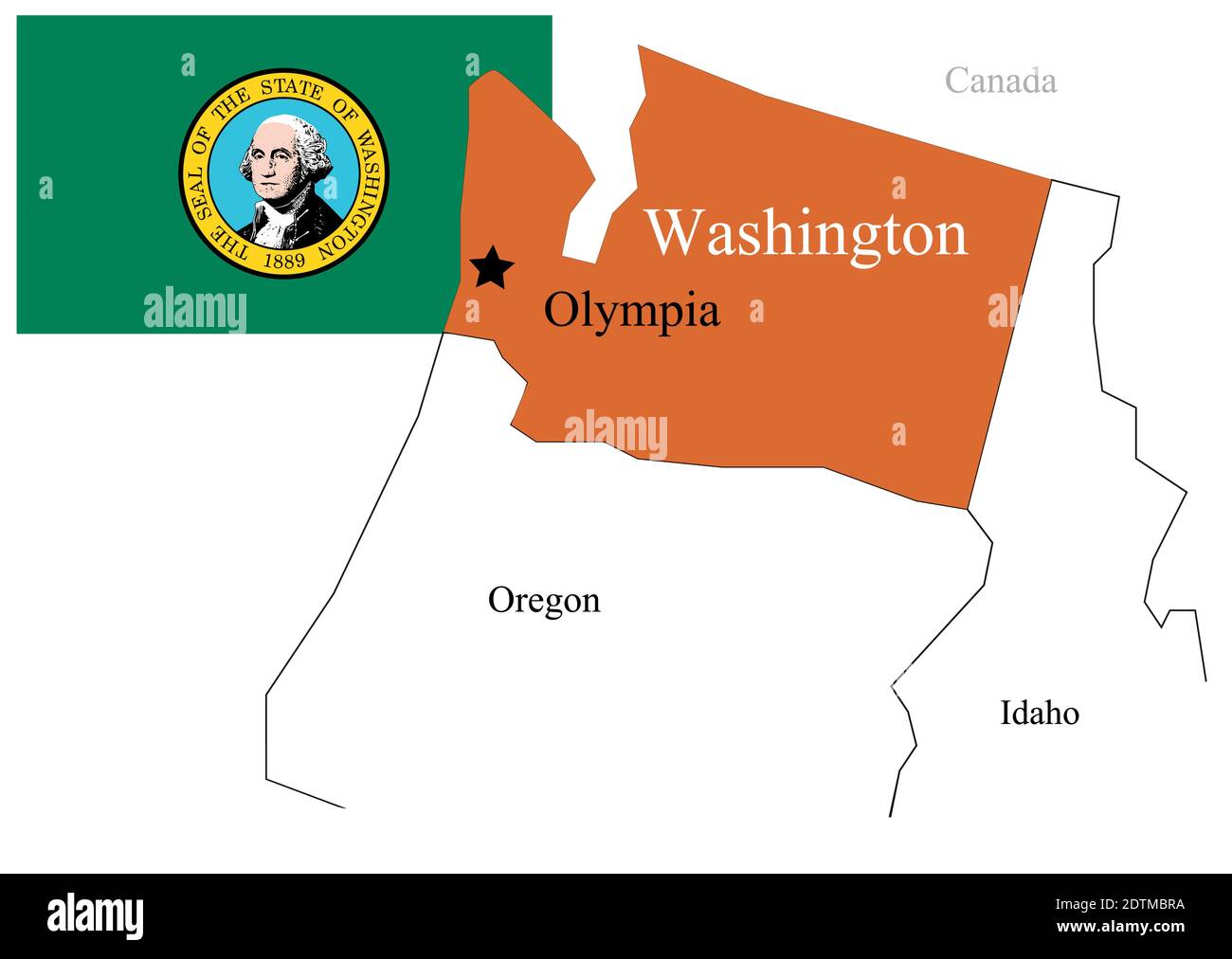 State Washington of Usa flag and map, vector illustration Stock Vector ...
