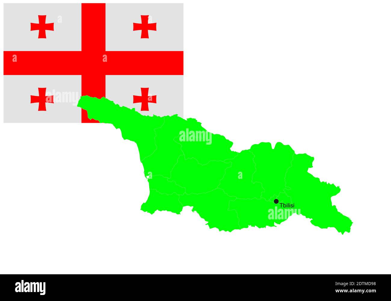 Georgian map and flag, vector illustration set. Stock Vector