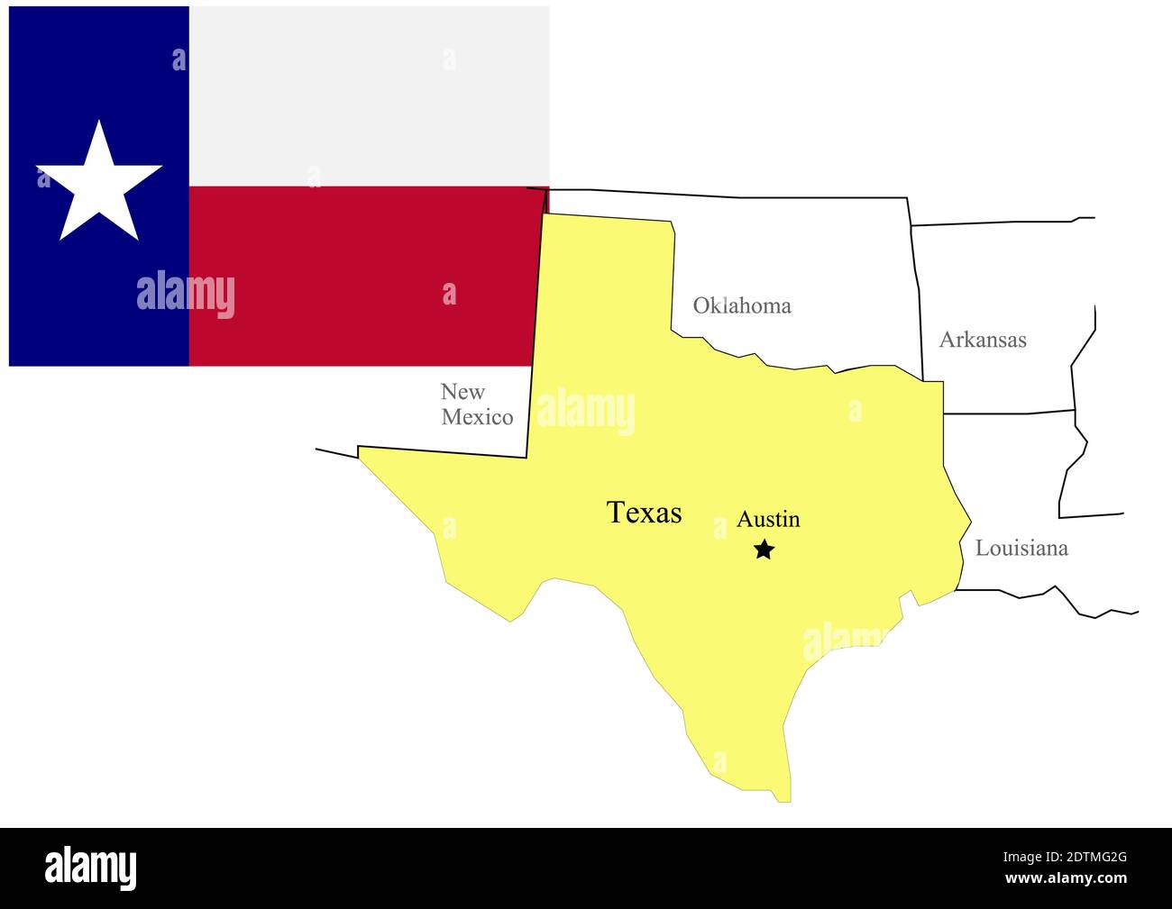 State North Texas of Usa flag and map, vector illustration Stock Vector