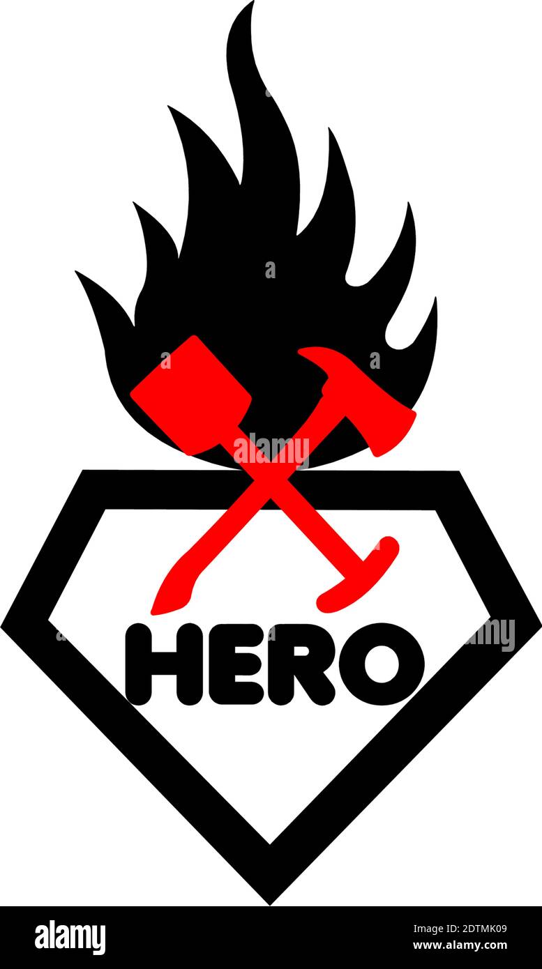 Hero logo for fire brigade Stock Vector