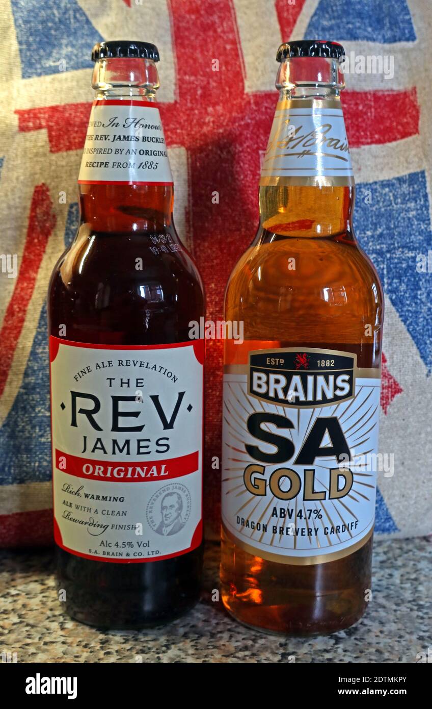 SA, Reverend James ,Welsh export beers, Brains,Wales, United kingdom Stock Photo