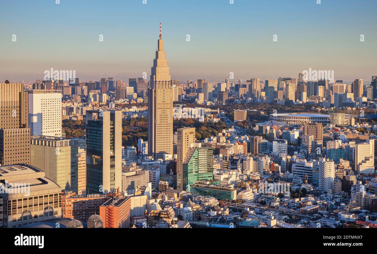 Japan, Tokyo NTT Docomo tower and central Tokyo Stock Photo