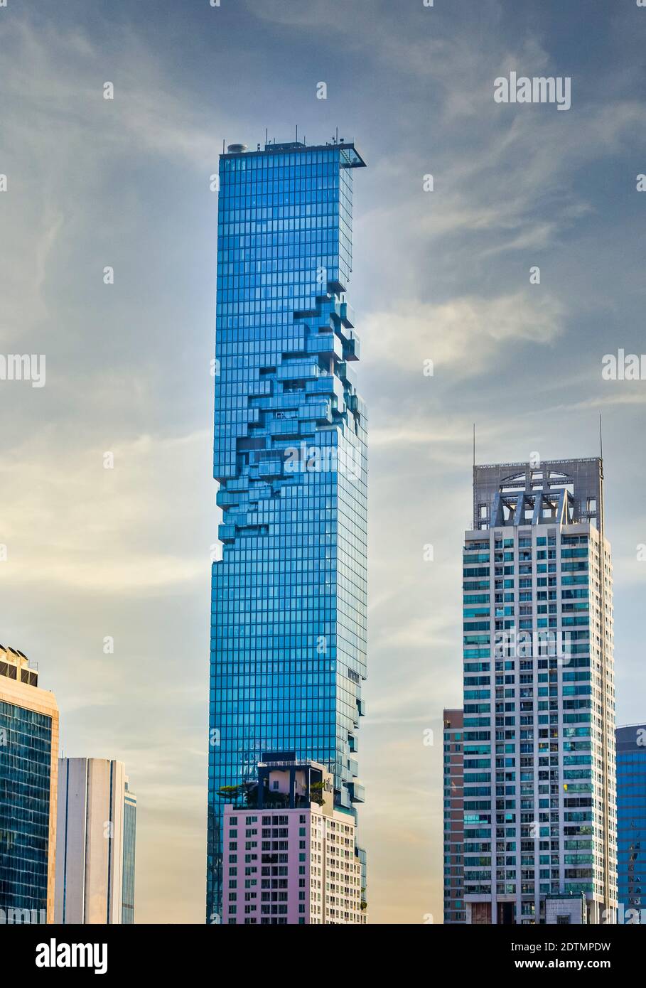 Thailand, Bangkok City, downtown, Sathon area, MahaNakhon Skyscraper, Tallest buiding in Bangkok Stock Photo