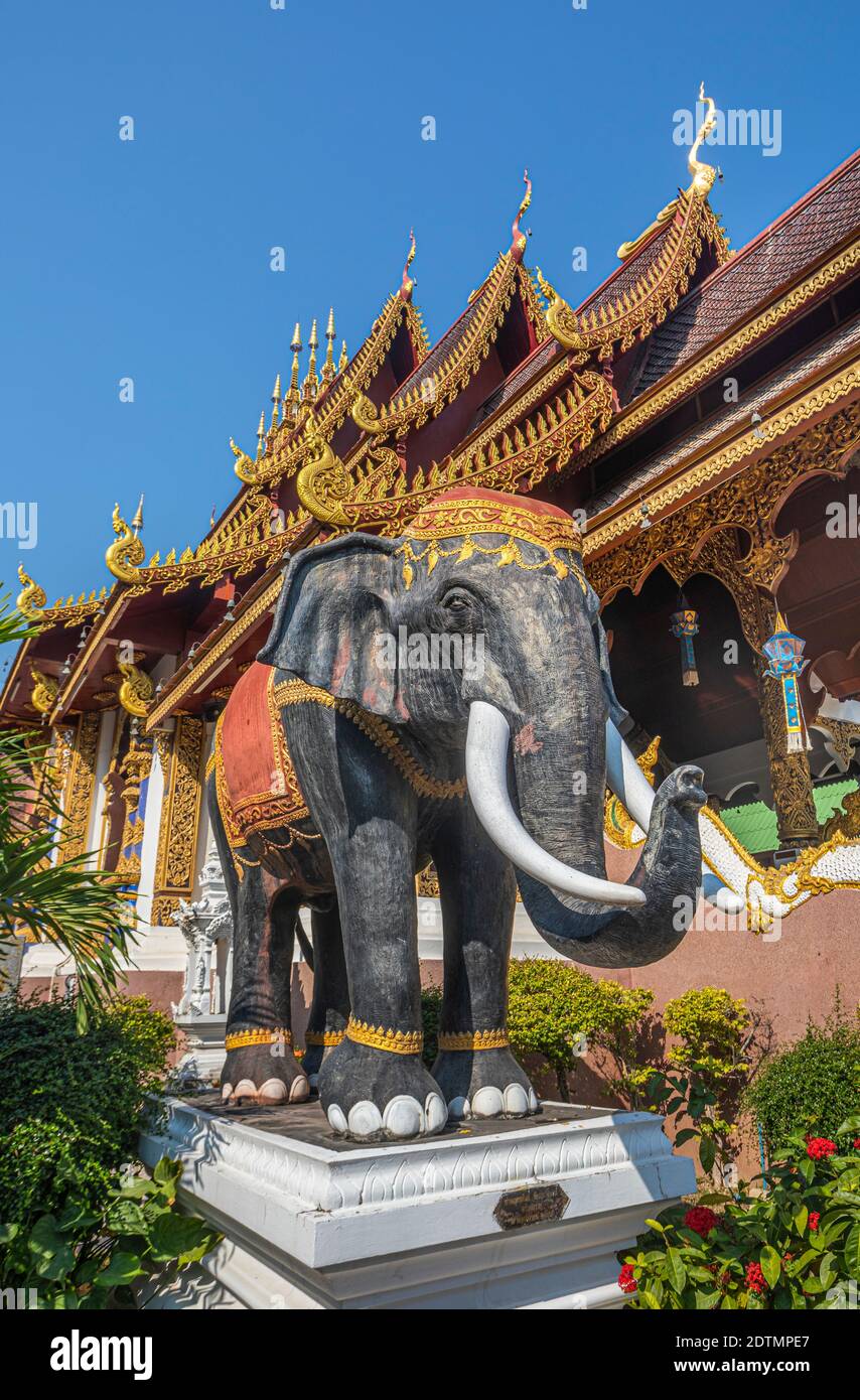 Thailand, Chiang Mai City, Wat Saen Muang Stock Photo
