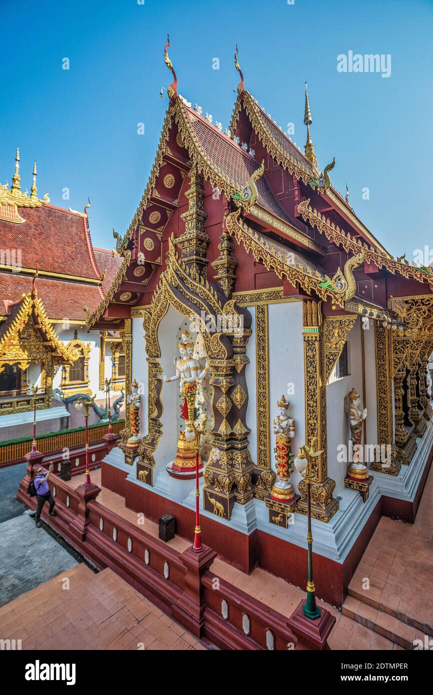 Thailand, Chiang Mai City, Wat Saen Muang Stock Photo
