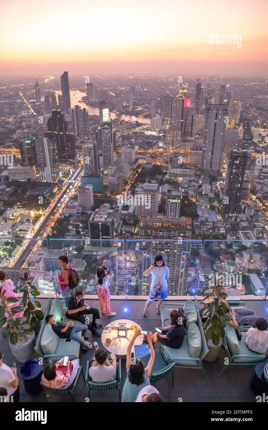 Thailand, Bangkok city, Downtown Panorama, MahaNakhom Building terrace Stock Photo