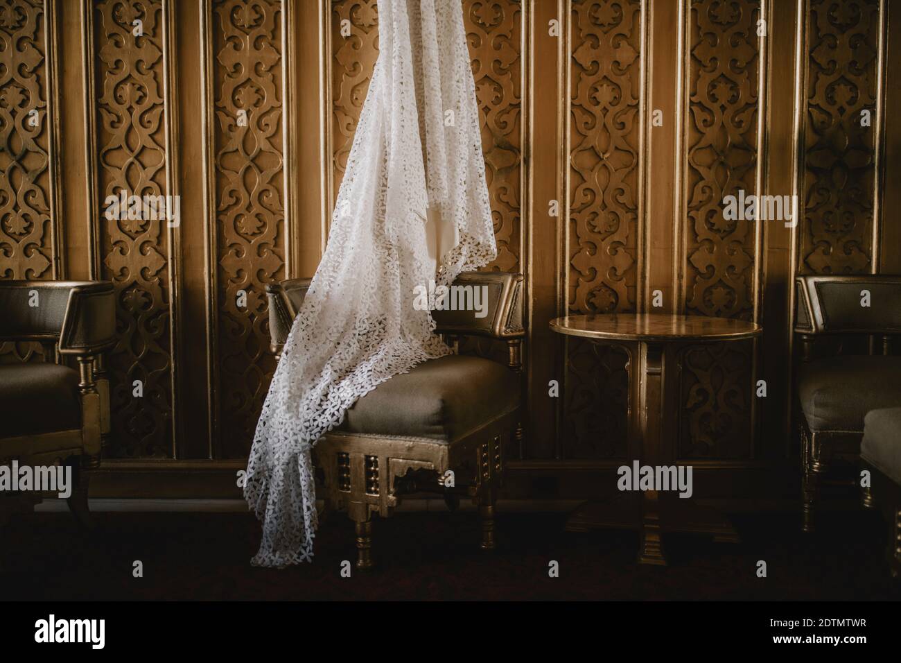 Wedding dress at a wedding in Mena House, Cairo, Egypt Stock Photo