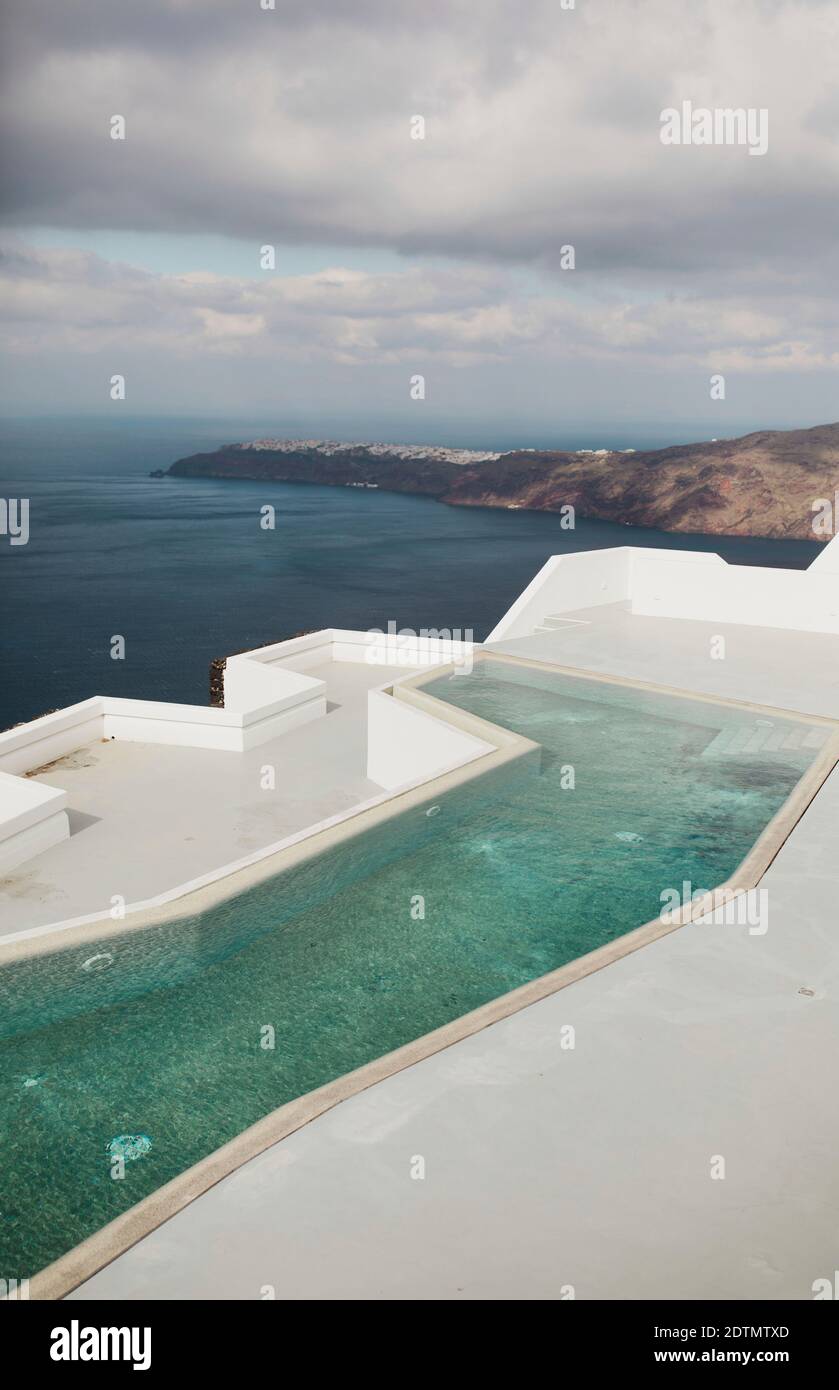 luxury accommodation in Imerovigli, Santorini, Greece Stock Photo