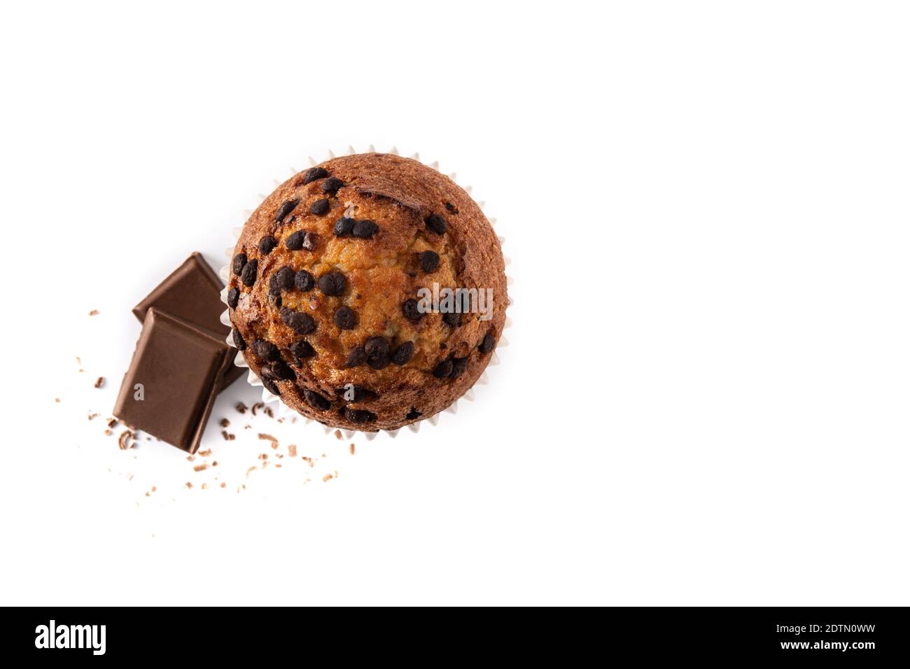 Just baked chocolate muffin isolated on white background Stock Photo