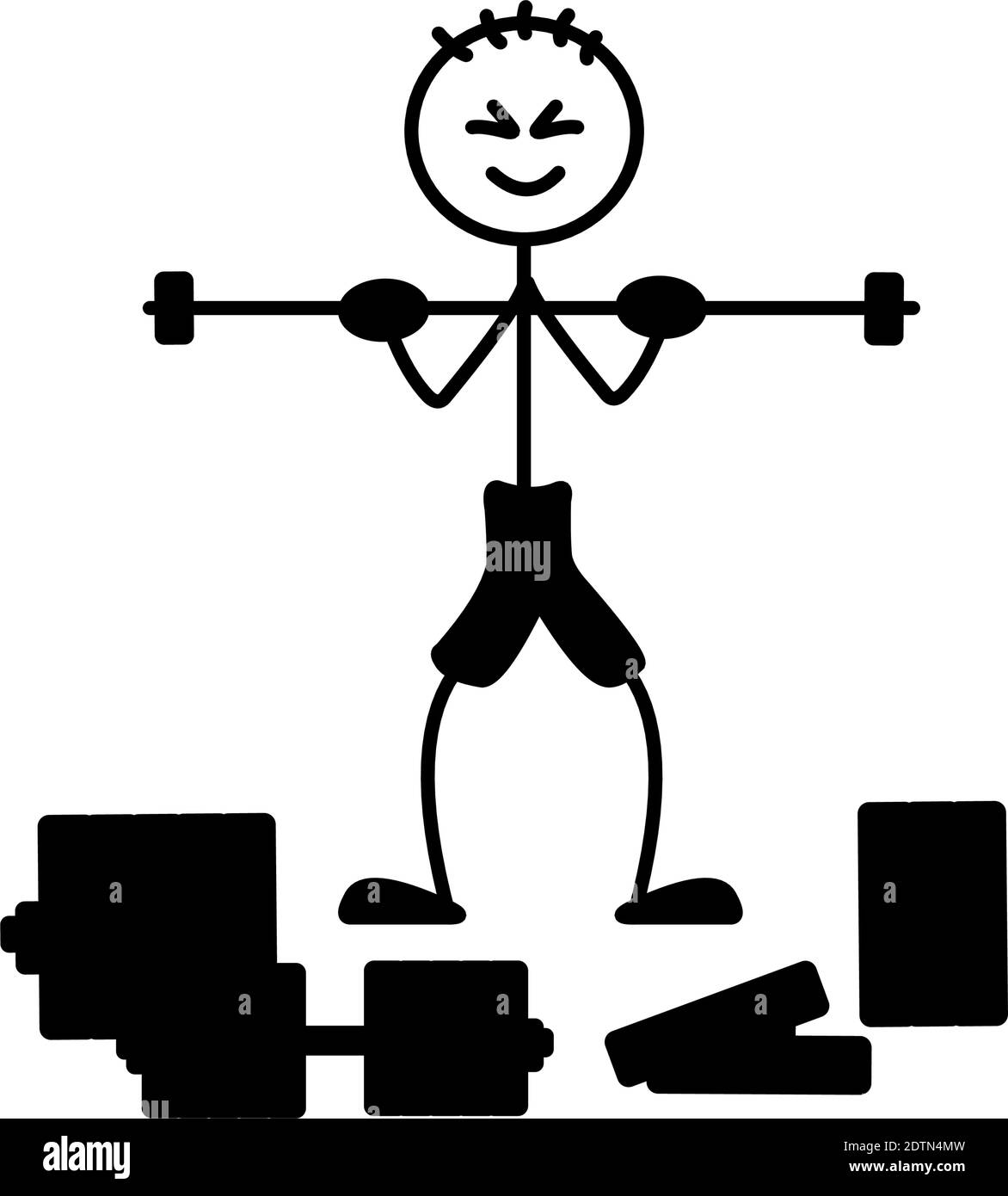 Weight training strength workout in gym, weightlifting 0 Stock Vector