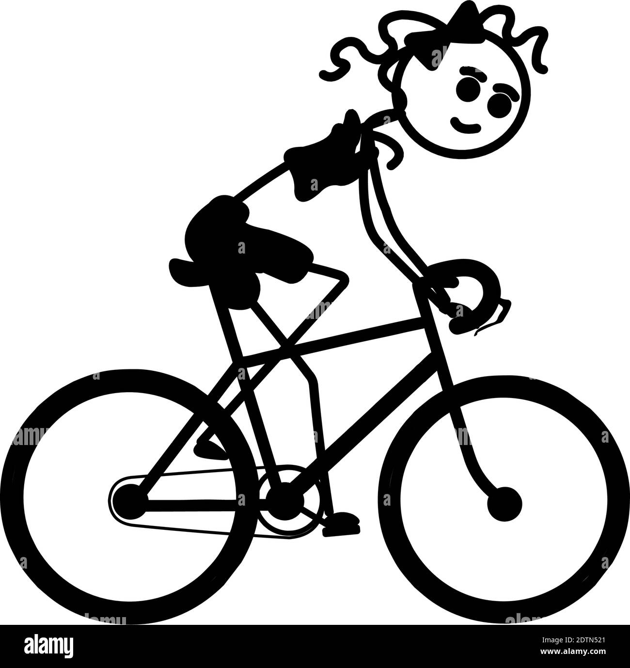 Stickmen biking girl sport Stock Vector