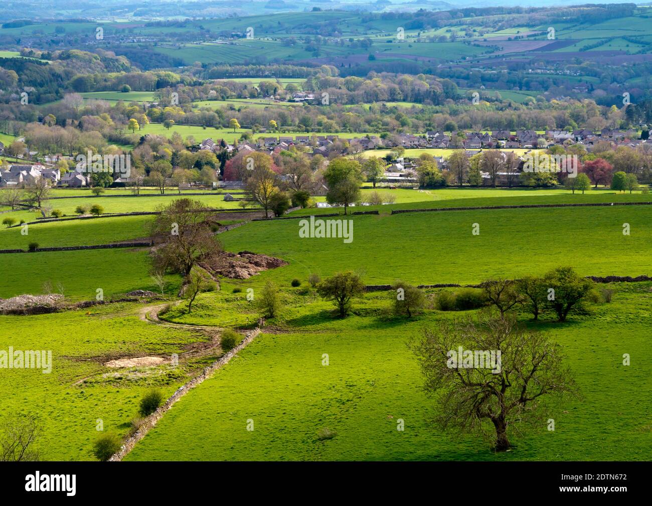 View from Longstone Edge near Bakewell in the Peak District National Park Derbyshire Dales England UK Stock Photo