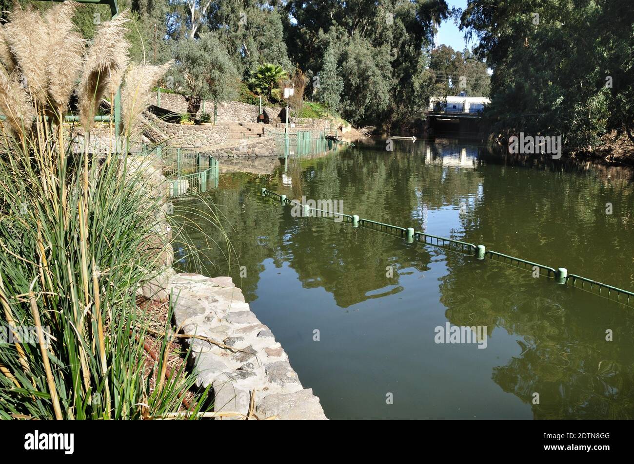 Baptismal site at Jordan river shore. Israel. Stock Photo