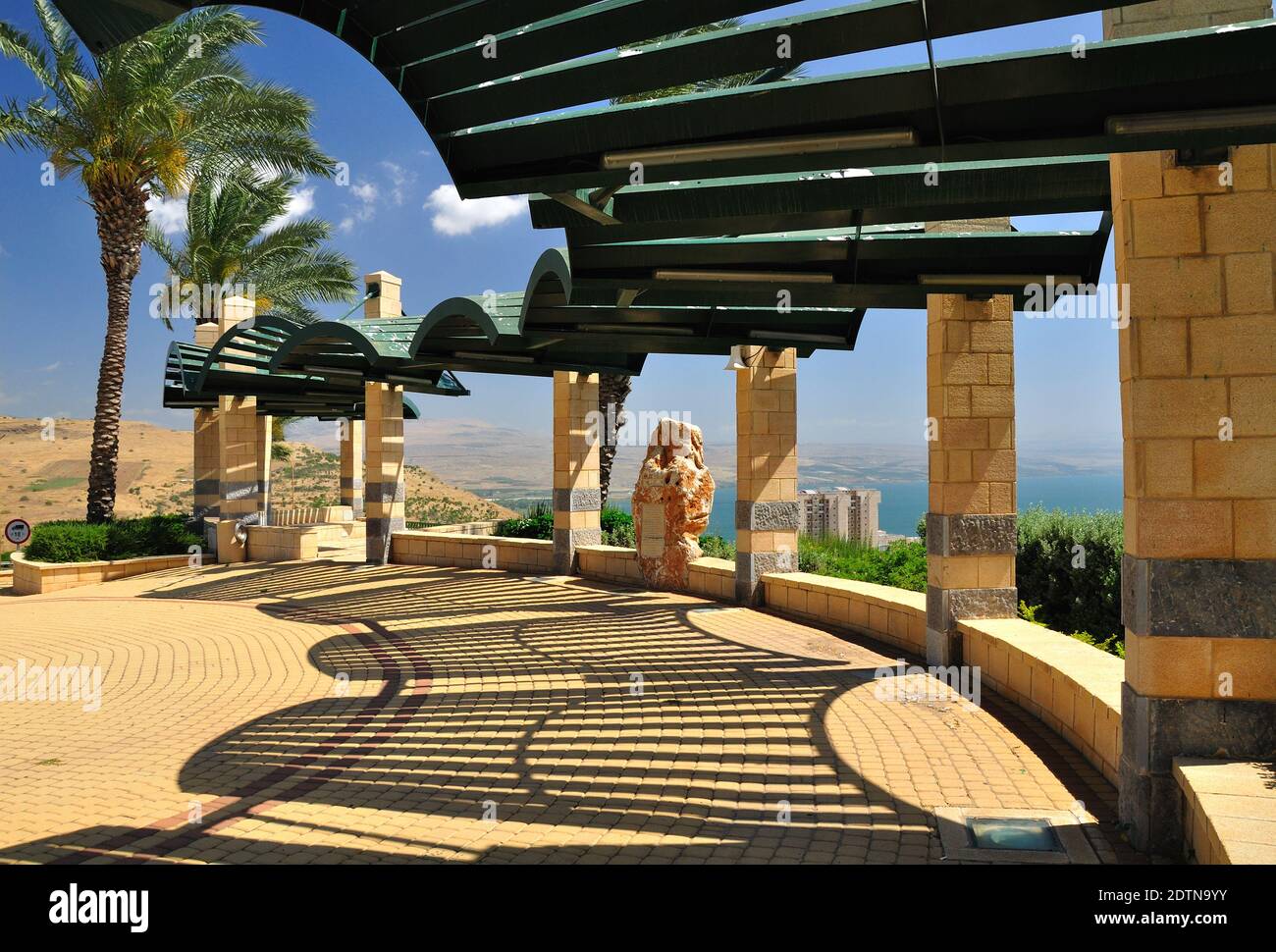 Observation point in Tiberius city with view on Kinneret lake. Northern Israel. Stock Photo