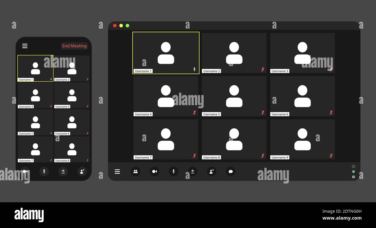 Template video conference user interface, video conference calls window
