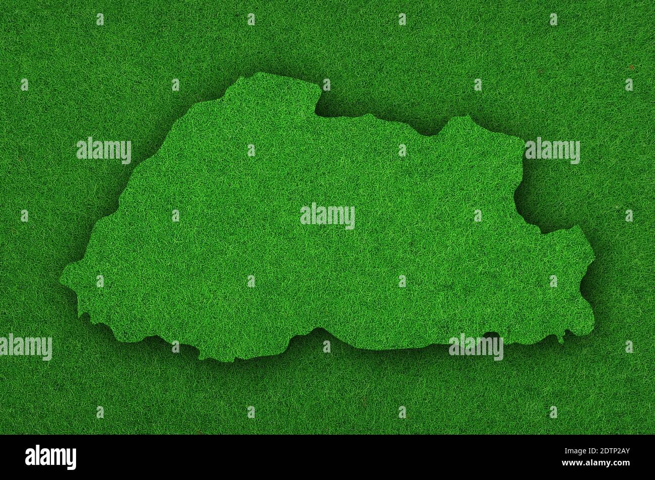 Map of Bhutan on green felt Stock Photo - Alamy