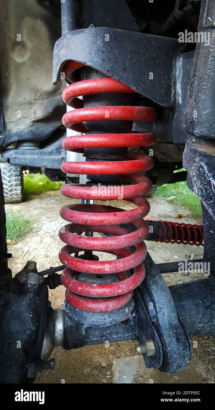Closeup the shock absorbers and springs of a truck Stock Photo Alamy
