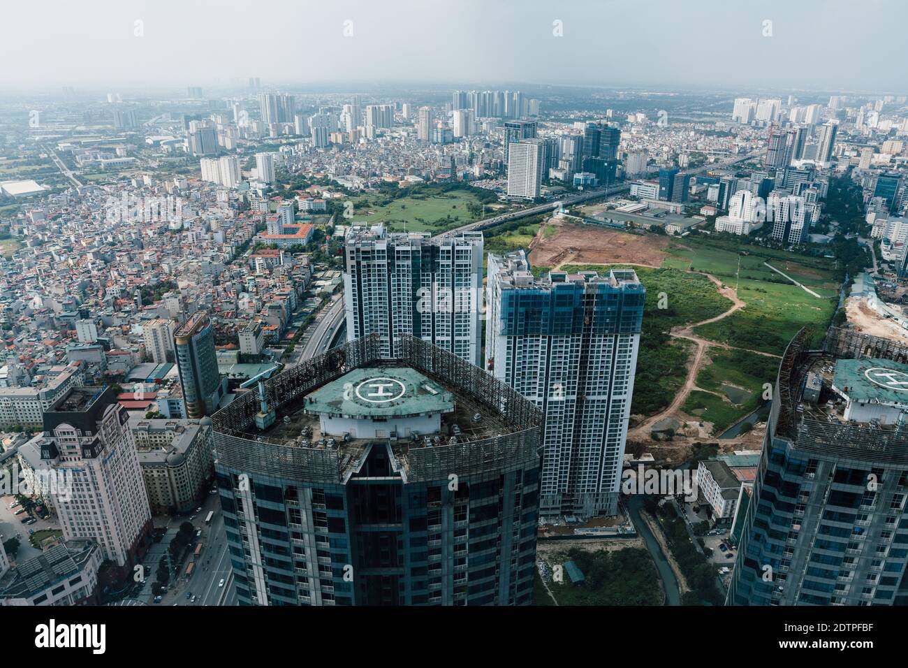 Hanoi, Vietnam - October 14, 2018: Hanoi city view from one of the higest buildings in the city, Hanoi, Vietnam Stock Photo