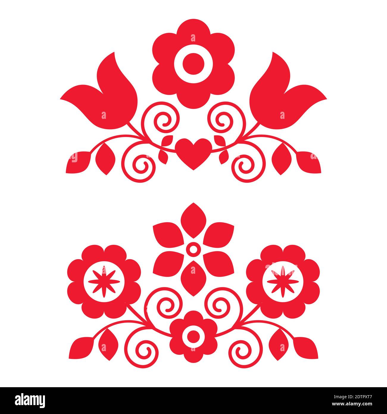 Polish traditional folk art vector design elements with flowers perfect ...
