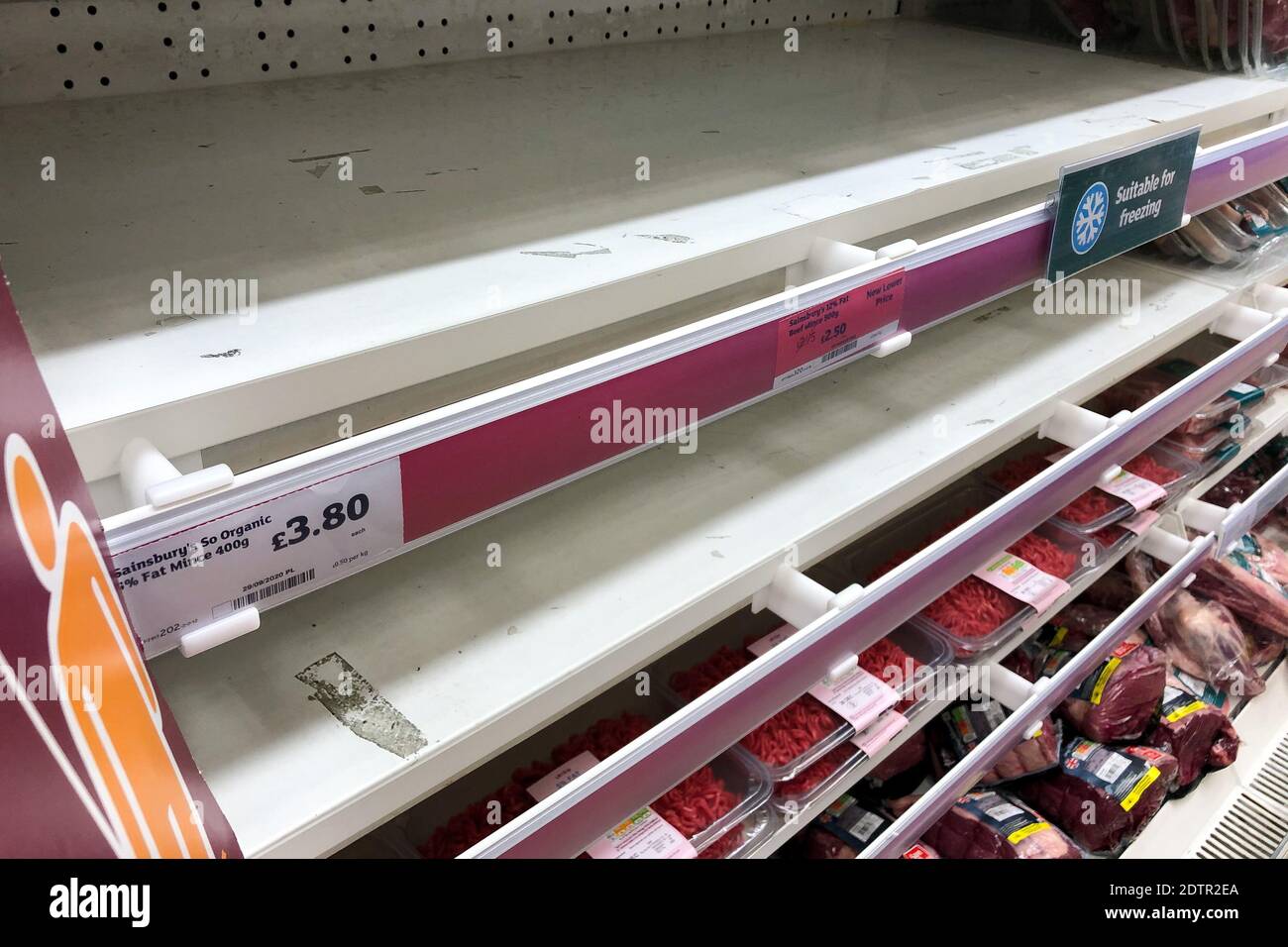 Empty shelves at a Sainsbury's store in Leamington Spa, West Midlands