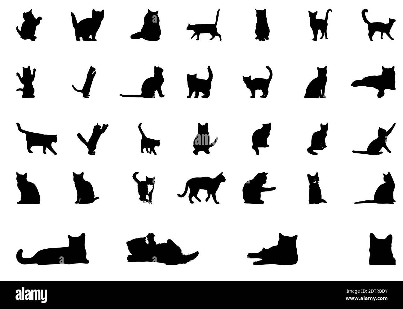 A set of silhouettes of cute cats isolated on white background Stock ...