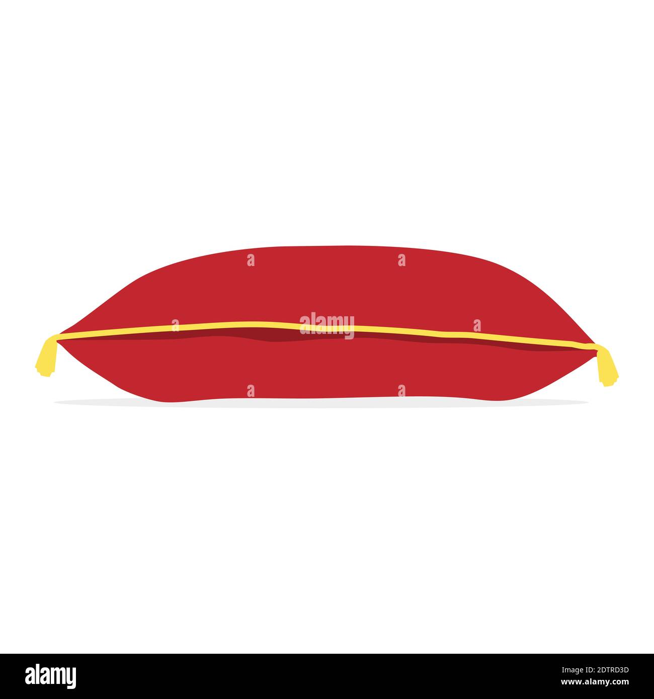 Vector illustration of red satin pillow with gold tassels. Red pillow