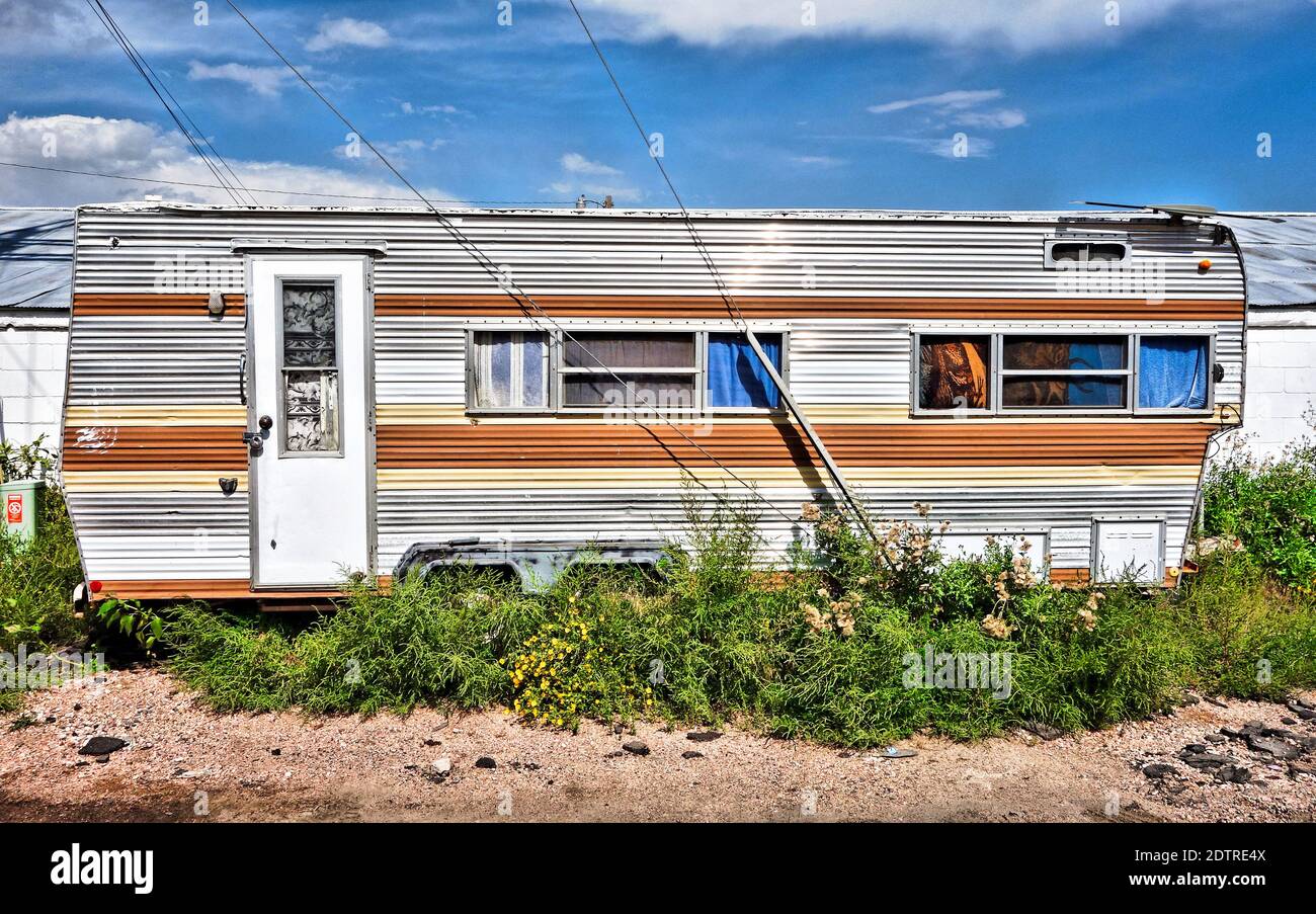 A shot of an abandoned mobile house Stock Photo Alamy