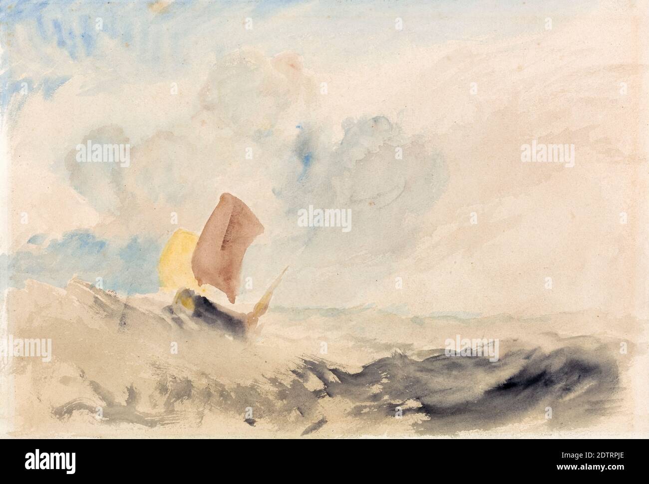 JMW Turner, A Sea Piece: A Rough Sea with a Fishing Boat, landscape painting, 1820-1830 Stock Photo