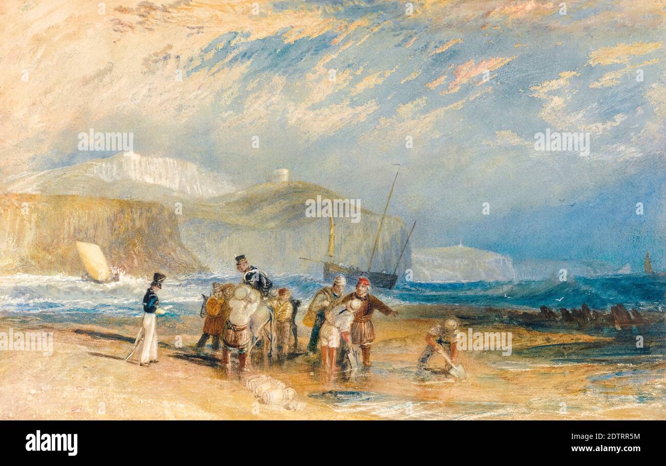 JMW Turner, painting, Folkestone Harbour and Coast to Dover, circa 1829 Stock Photo