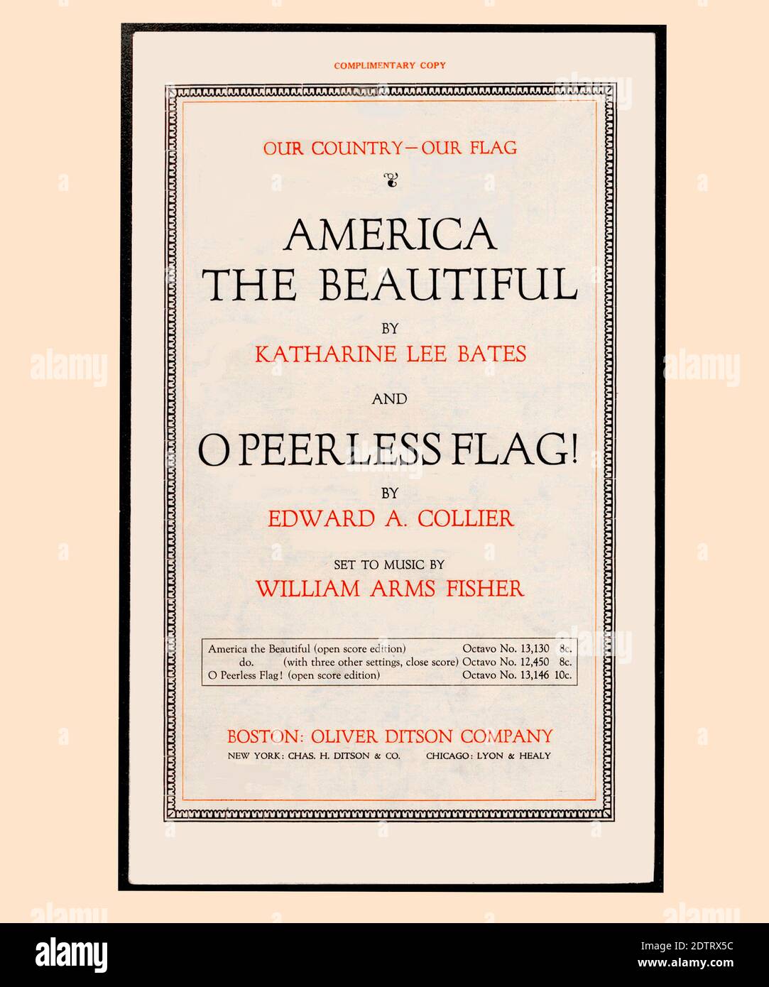America the Beautiful Song Title Page  Refreshed and Reset Stock Photo