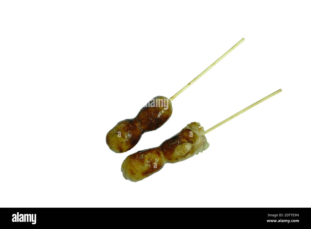 grilled Thai sausage stuffed rice and pork on white background Stock Photo