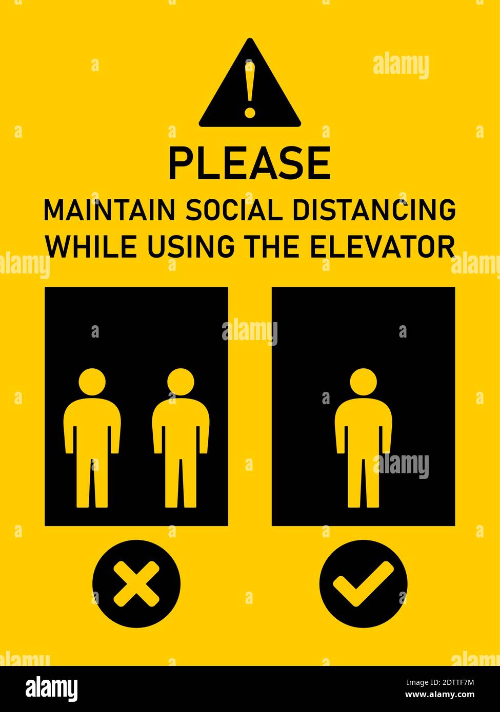 Please Maintain Social Distancing while Using the Elevator Instruction Icon. Vector Image. Stock Vector