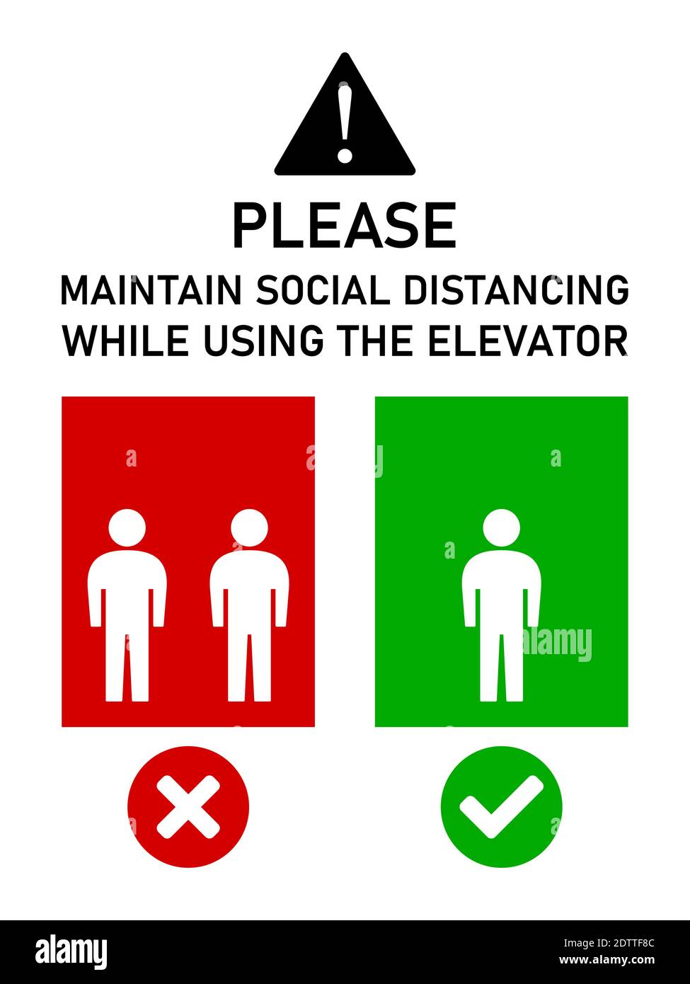Please Maintain Social Distancing while Using the Elevator Instruction Icon. Vector Image. Stock Vector