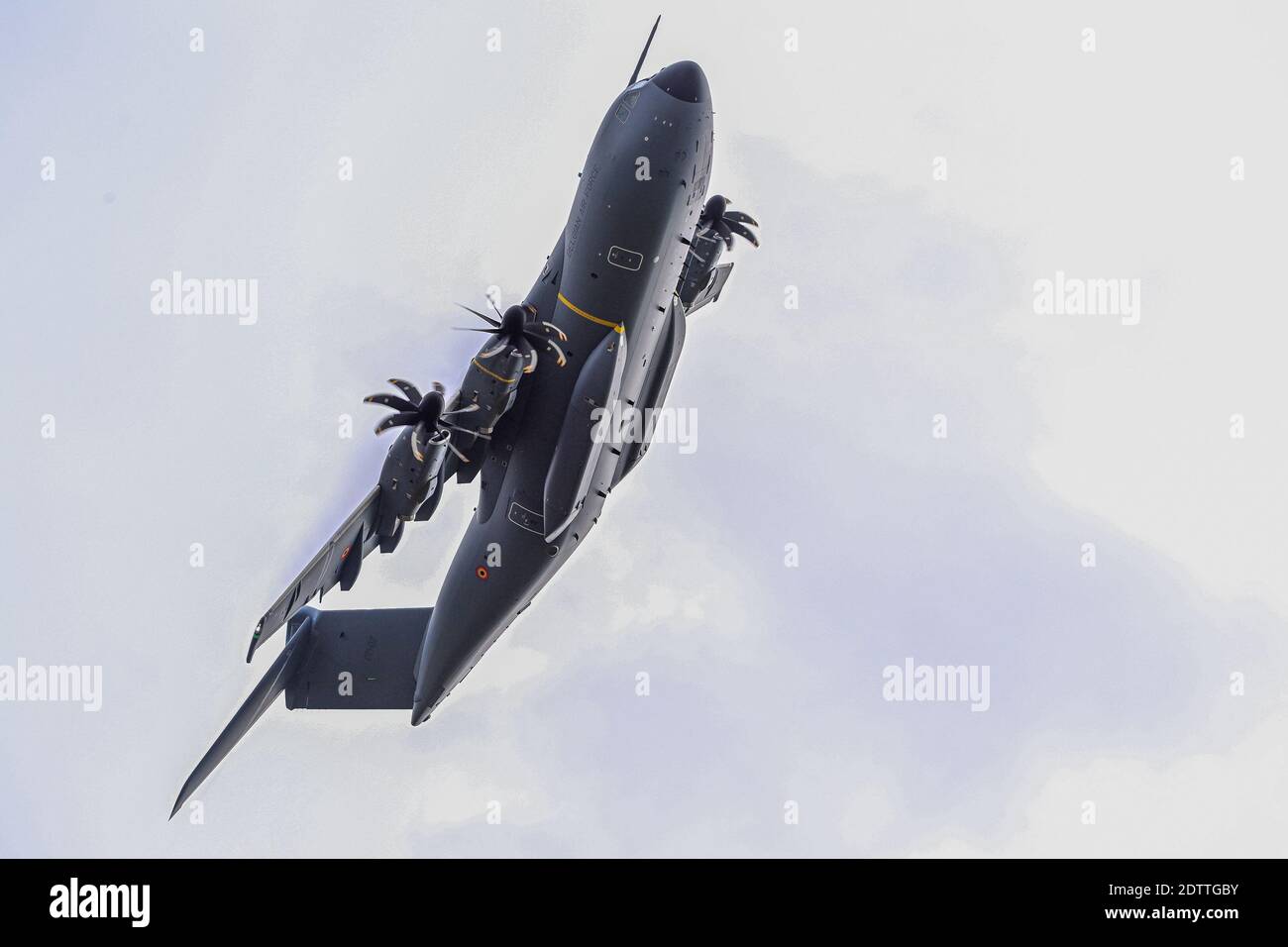 Illustration picture shows the arrival of an A400M transport airplane of the Belgian Defence, at the military airport in Melsbroek, Steenokkerzeel, Tu Stock Photo