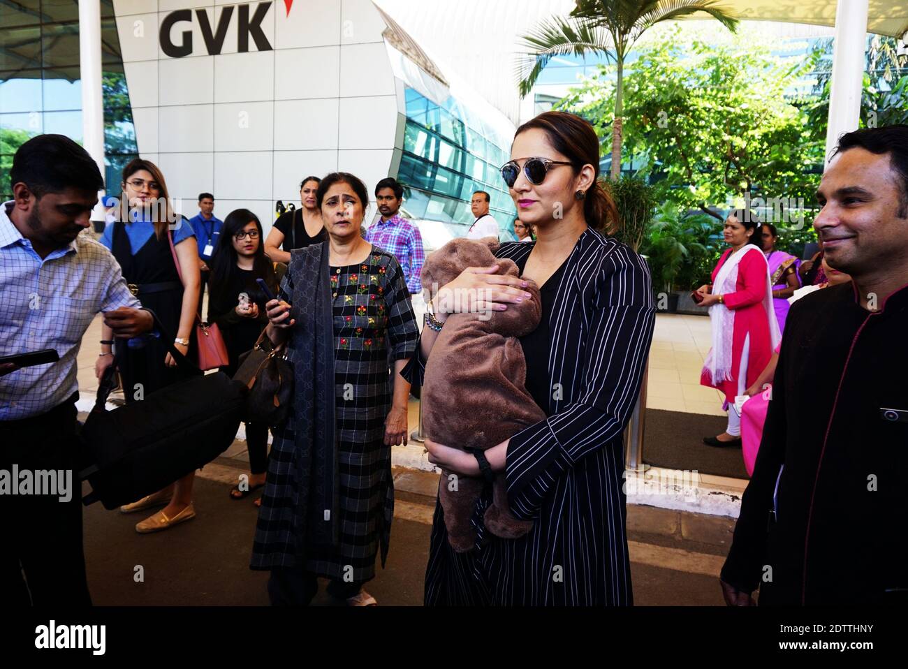 (24) Indian Tennis player Sania Mirza, who recently welcomed her baby boy Izhaan Mirza Malik with husband Pakistani cricketer Shoaib Malik, seen arri Stock Photo