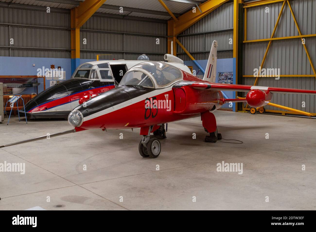 A Folland/Hawker-Siddeley Gnat T.1, XR534, two-seat advanced trainer, Newark Air Museum, near Newark-on-Trent, Nottinghamshire, UK. Stock Photo