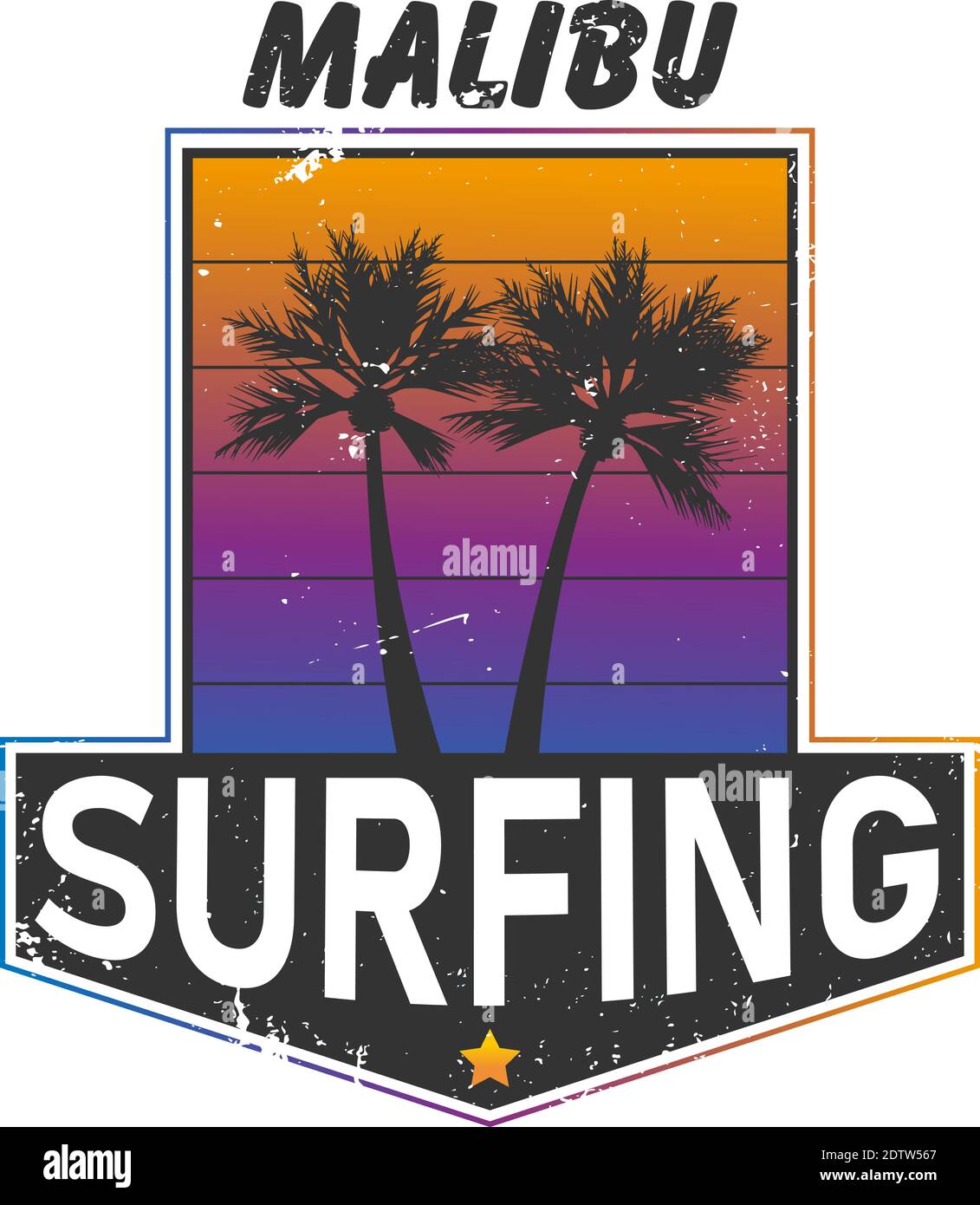 Malibu surf sport typography, t-shirt graphics, vectors Stock Vector