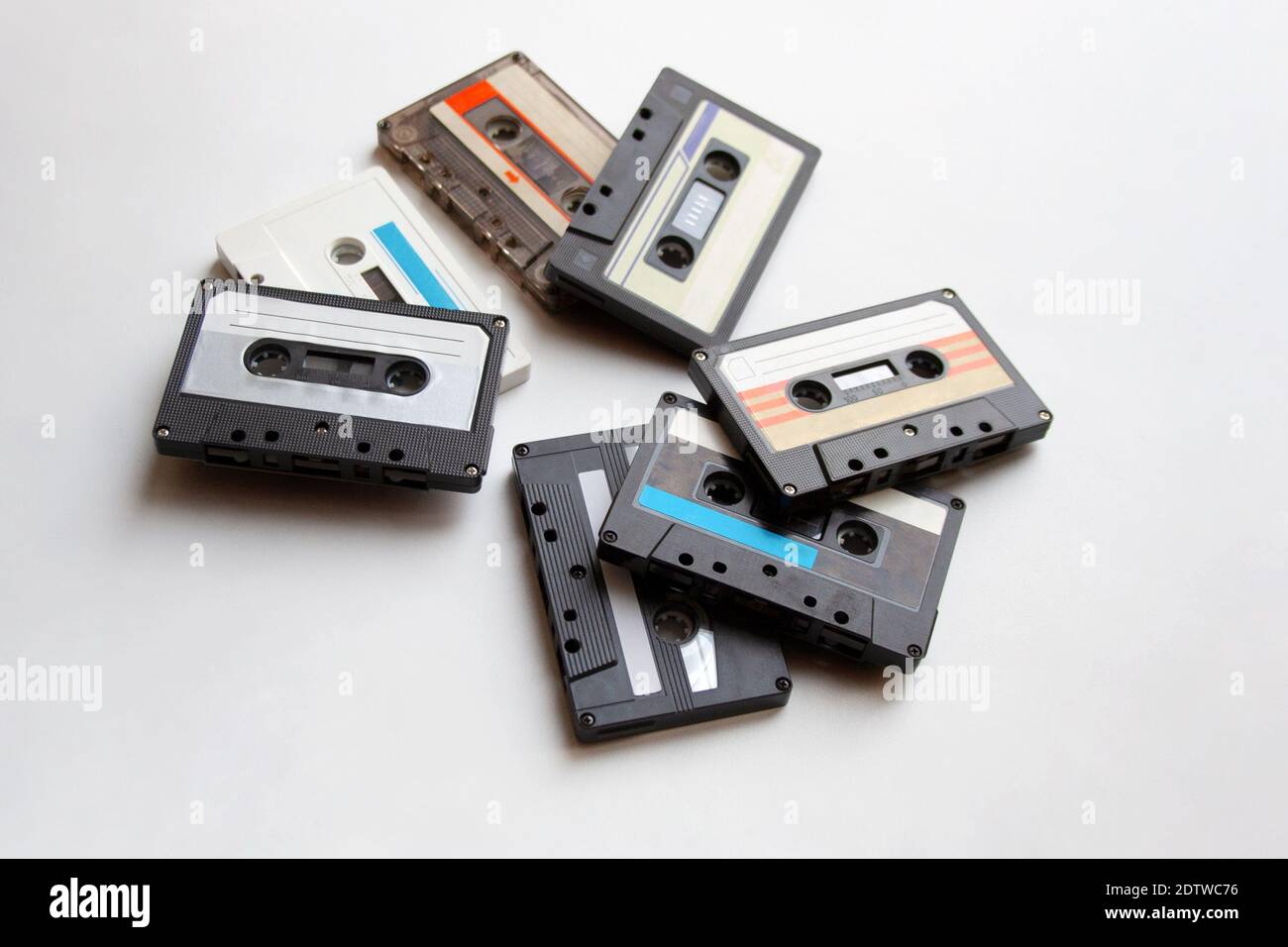 Retro audio cassette tapes isolated on white background Stock Photo - Alamy