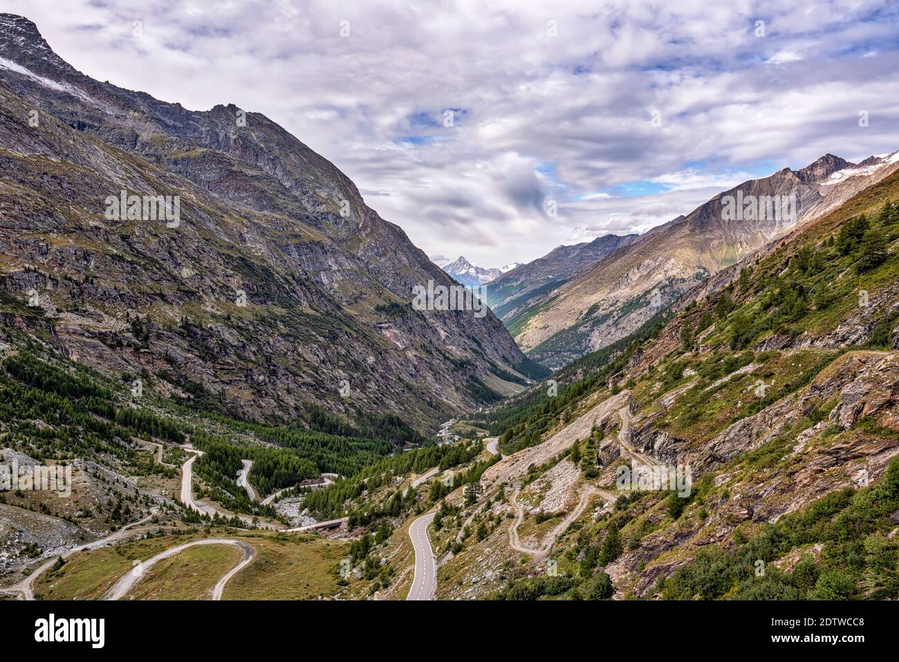 Saas Valley near Saas-Fee in Canton of Valais in Switzerland Stock Photo