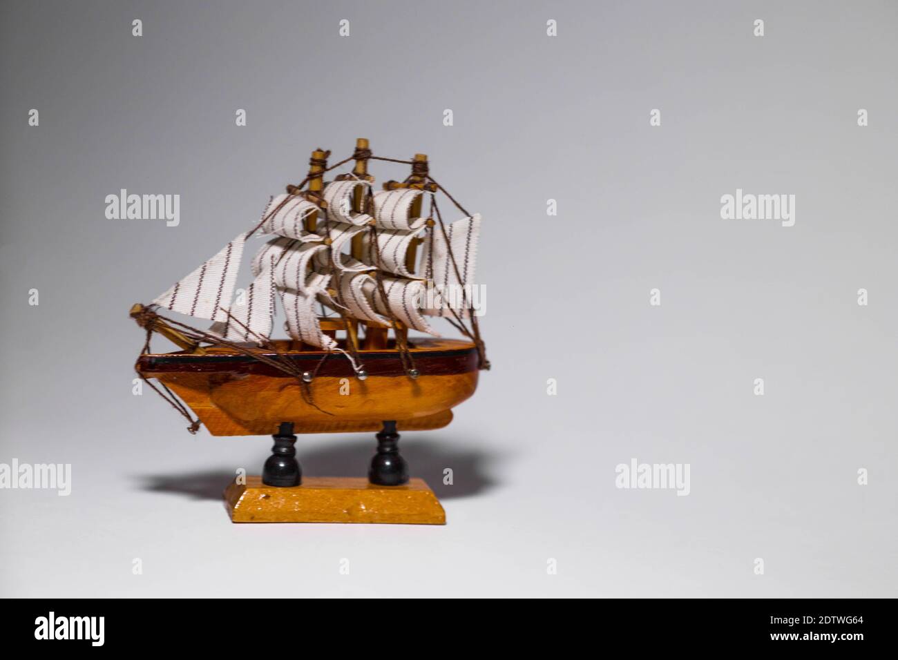Wooden Boat Toy On White Background Stock Photo - Alamy