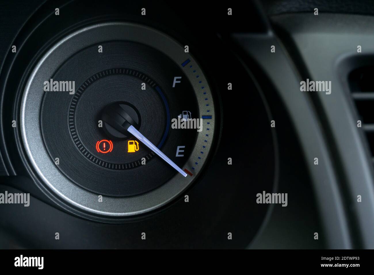 Closeup Of Fuel Gauge On Dashboard In Car Stock Photo Alamy