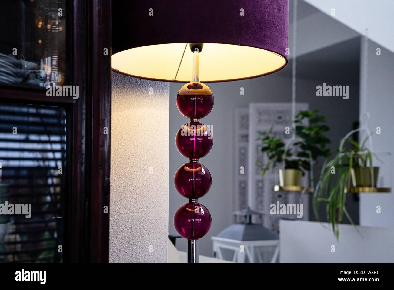 Elegant stylish floor lamp in a modern residential environment Stock Photo
