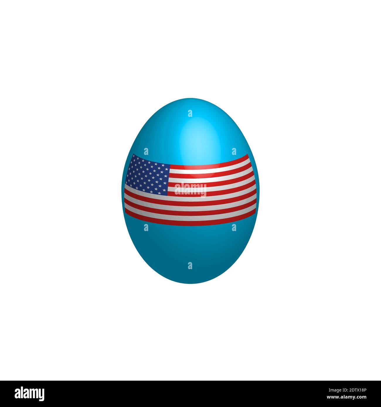 Easter egg in the colors of the flag of the United States of America