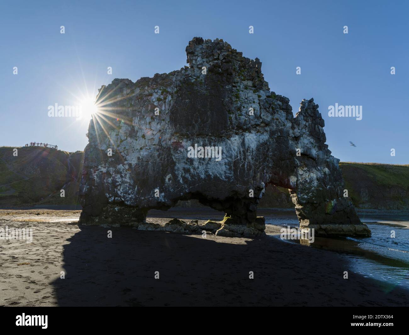Sea stack Hvitserkur, a landmark of the peninsula. Landscape on ...