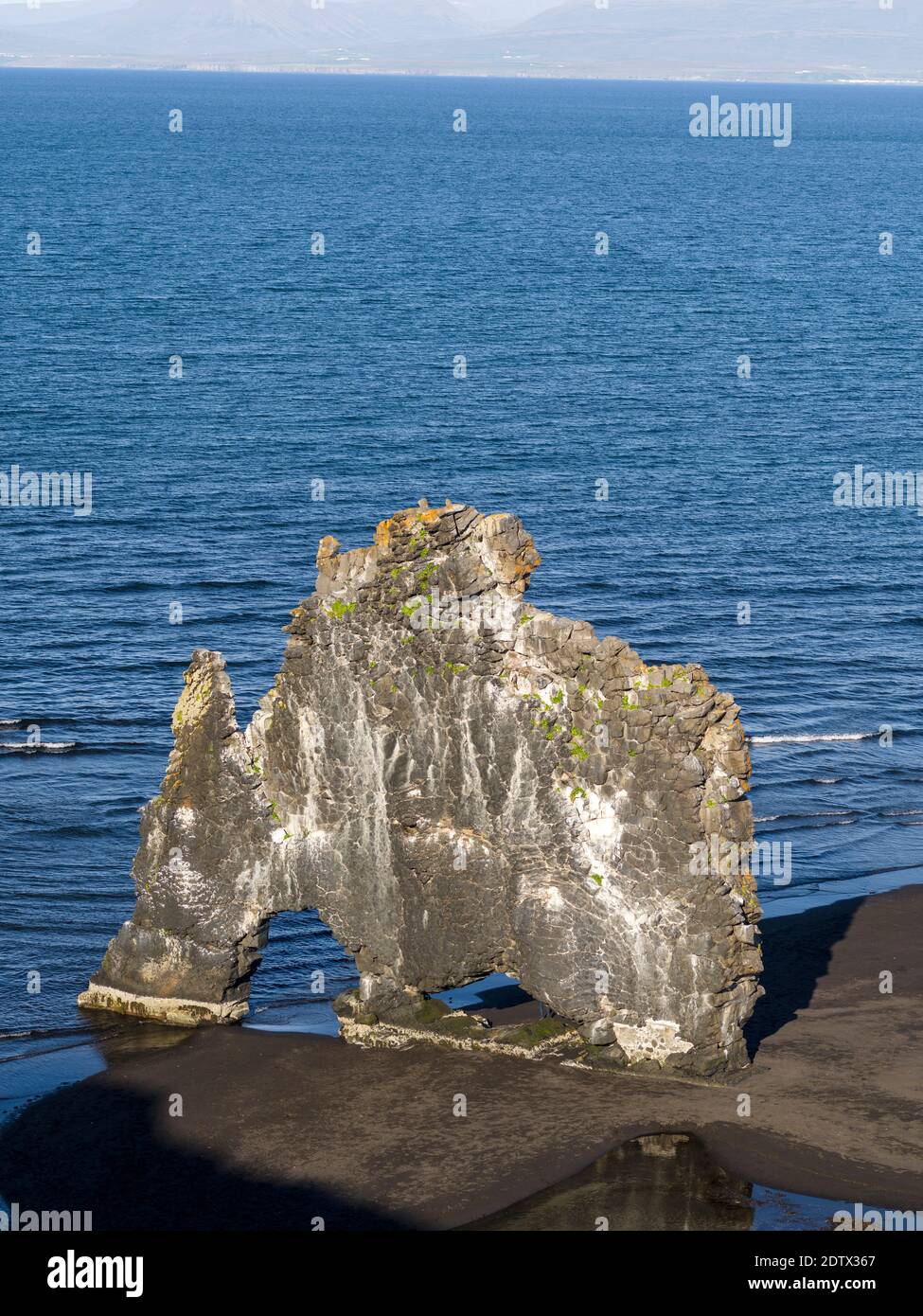 Sea stack Hvitserkur, a landmark of the peninsula. Landscape on ...